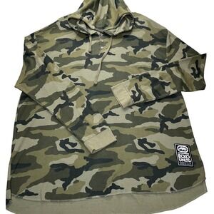 Ecko Unltd Hoodie Mens 5XL Green Camo Cotton Waffle Knit Henley Thermal Shirt